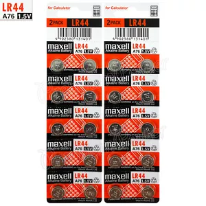 20 batterie alcaline Maxell LR44 1,5 V A76 AG13 303 357 L1154 SR44 confezione da 2 - Foto 1 di 1