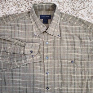 Scott Barber Men Size L Oxford Long Sleeve Button Up Plaid Shirt - Picture 1 of 9