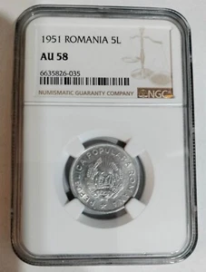 Romania, 5 lei 1951 AU 58, BUCHAREST MINT - Picture 1 of 2
