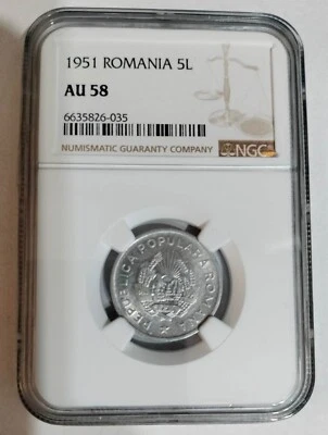Romania, 5 lei 1951 AU 58, BUCHAREST MINT - Image 1 of 2