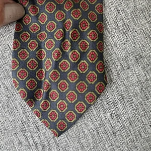 Corbata vintage Rogers Peet Company azul seda geométrica Italia - Imagen 1 de 5