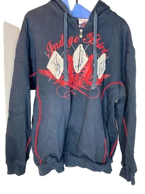 Chaqueta con Capucha Indigo Thirty Negra/Roja Gráficos Pesados Talla XL De Colección Y2K Foto 1 de 4