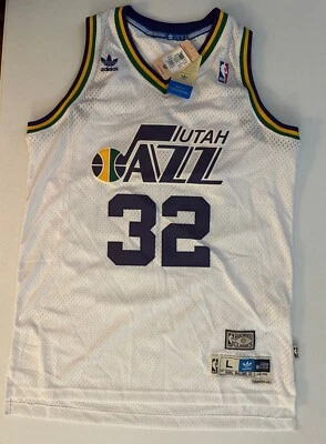 Camiseta Vintage Adidas Utah Jazz Karl Malone #32 Hardwood Classics L +2 Nova com etiquetas - Imagem 1 de 4