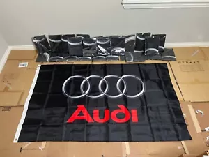 Audi Racing Car Logo Flag 3x5 FT Banner Black Flag 4 Garage Room Wall Shop Decor - Foto 1 di 11