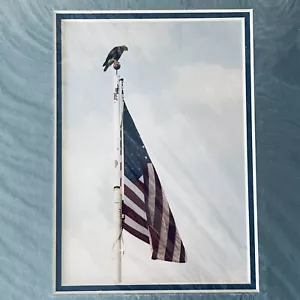 New Framed Photograph Print American Flag Eagle Americana 8x10 DLS Signed - Picture 1 of 3