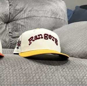 NEW ERA 59FIFTY PEACHES AND CREAM TEXAS RANGERS - WHITE/GOLD / 7 1/8 Hat Club - Picture 1 of 1