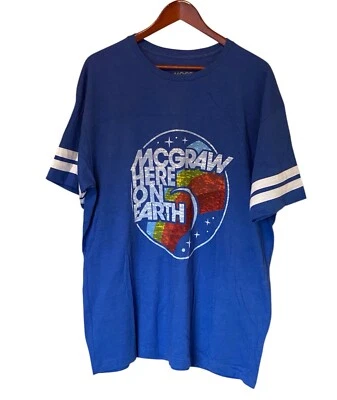 Camiseta Tim McGraw Azul Manga Corta Unisex XL Here On Earth Gira Banda de Música Foto 1 de 4