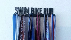 Bicicleta de natación para correr triatlón deportes medalla exhibición medalla estante colgante soporte para correr - Imagen 1 de 4