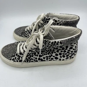 Madewell Women Shoes Sidewalk High-Top Spotted Genuine Calf Hair Sneaker Size 7 - Picture 1 of 5