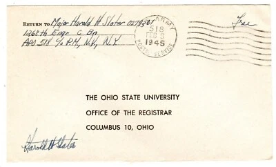 2/9/45 APO 518 England WWII cover Maj Harold Slater 1268th Engr Combat Battalion - Image 1 of 3