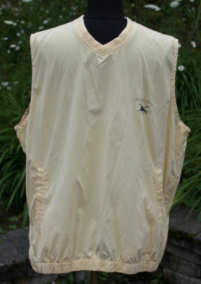 Chaleco de golf Tommy Bahama talla M amarillo forrado cuello en V bolsillos delanteros cremalleras laterales para hombre Foto 1 de 4