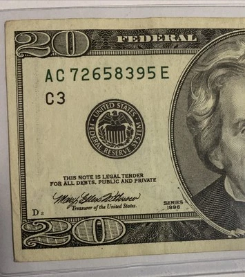 $20 Dollar Bill Note Series 1996 AC 72658395 - Image 1 of 3