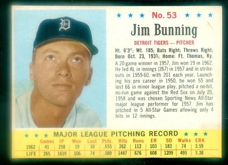 Post #53 Jim Bunning 1963 en muy buen estado (arruga) Foto 1 de 1