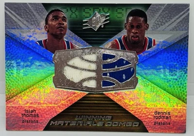 Combo de pistones de parche GU 2008-09 SPx Dennis Rodman Isiah Thomas Winning Materials Foto 1 de 3