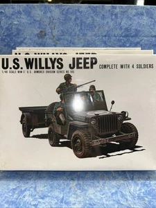 Bandai U.S. Willy’s Jeep 1/48 ARMORED DIV SERIES NO. 105 WITH 4 SOLDIER SIB - Picture 1 of 3