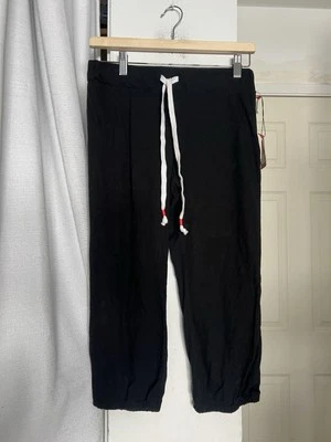 NUEVO CON ETIQUETAS MUJER TALLA PEQUEÑA MOSSIMO SUPPLY CO MARCA NEGRO CAPRI LARGO JOGGER Foto 1 de 4