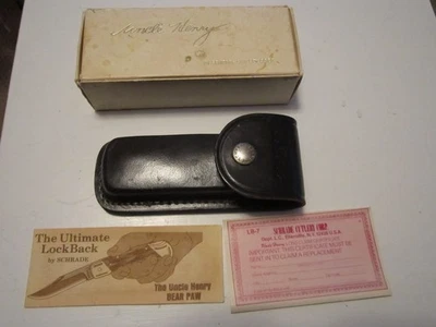 Cuchillo y funda vintage Schrade+ UNCLE HENRY LB7 EE. UU. con caja y papeles Foto 1 de 4