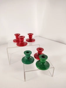 6 Vintage Skandinavisch Rot Kerzenständer Mini Kegel Kerzenständer Schweden - Bild 1 von 6