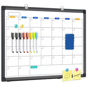 Dry Erase Calendar Whiteboard for Wall, 24" x 18" Magnetic Monthly WhiteBoard... - Picture 1 of 7