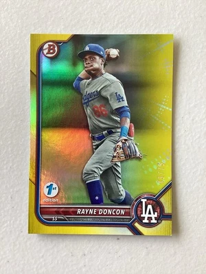 2022 Bowman Draft 1st Edition Baseball - Rayne Doncon BD-188 - Yellow Foil /75 - Image 1 of 4