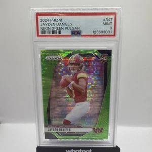 2024 Prizm Rookies Jayden Daniels Neon Green Pulsar Prizm (RC) PSA 9 Mint - Picture 1 of 2