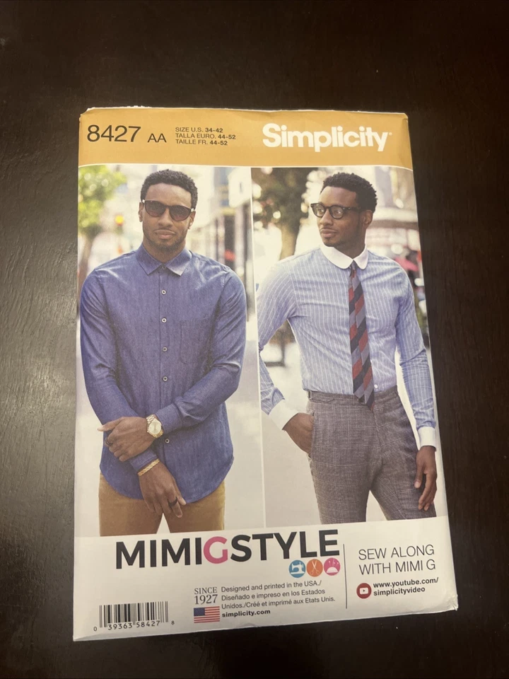 Simplicity 8427 Mens Fitted Shirts Sewing Pattern Uncut - Image 1 of 1