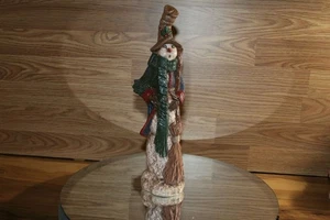 unique vtg hand painted 13" tall snowman with top hat and scarf straw broom 2000 - Bild 1 von 12