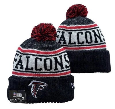 NEW ERA Atlanta Falcons Hat Team Cuffed Fleece Lined Knit Beanie Removable Pom NFL GG