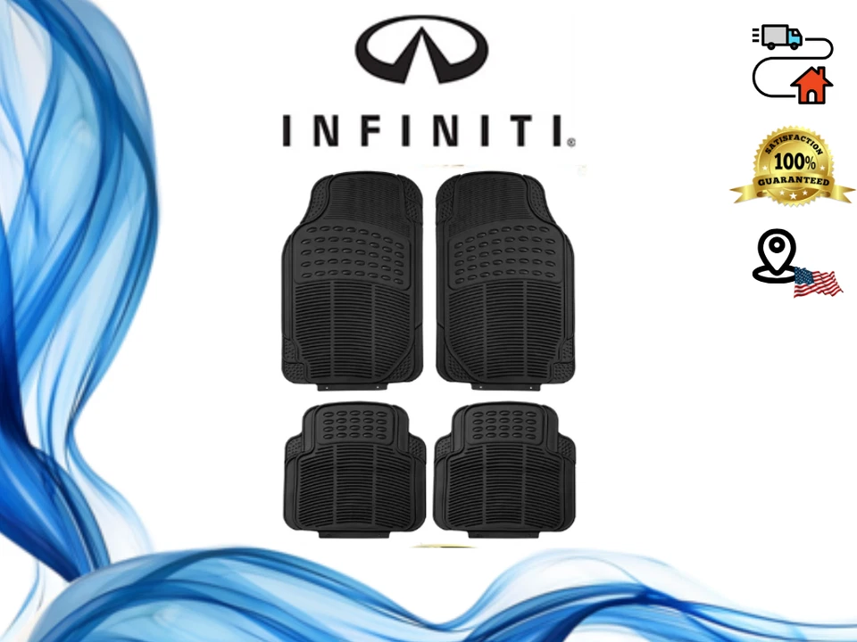 Para todos os tapetes de assoalho Infiniti piso de cabine 4 peças material de borracha personalizado preto - Imagem 1 de 4