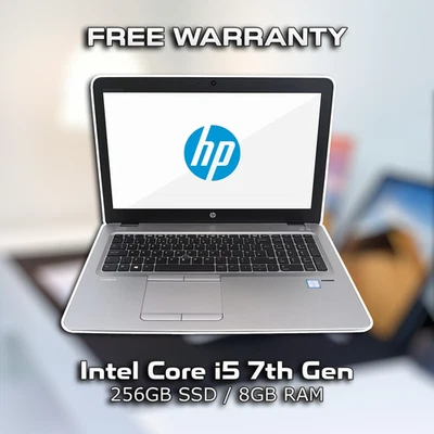 HP Elitebook 850 G4 15.6" Windows 10 Laptop (Intel i5 7th Gen / 8GB RAM / 256GB) - Image 1 of 3