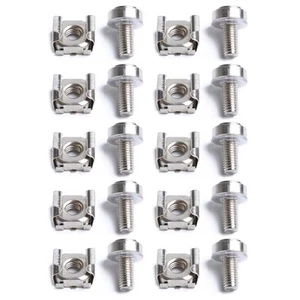 10Sets Durable Metal Nickel Plated Cage Nuts & Screws For Server Rack Cabinet j - Photo 1/12
