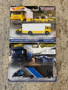 2 Hot Wheels Team Transport - Fleet Flyer - Mercedes-Benz 300 & Sauber C9 - Picture 1 of 6