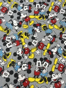 Mickey Minnie Mouse Flannel Cotton Fabric 1.33 Yards 44" Wide Springs Creative - Picture 1 of 6