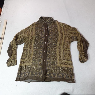 Camisa Linda Allard Ellen Tracy Mujer 10 Seda Transparente Paisley Boho Hippie Exterior Foto 1 de 4