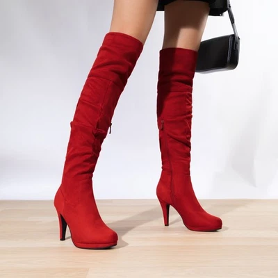 Mujeres Vestido de Fiesta Hasta el Muslo Sobre la Rodilla Botas Elastizadas Tacón Alto Botas Foto 1 de 4