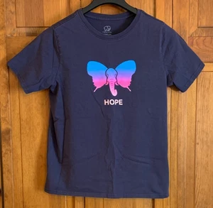 Mujer Marfil Ella Manga Corta Azul Algodón "HOPE" Camiseta Etiqueta Talla M - Imagen 1 de 4