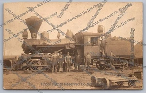 Antike RPPC Besatzung & Holz brennende Dampflok Jahrhundert Florida Postkarte - Bild 1 von 14