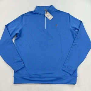 NEU Peter Millar 1/4 Reißverschluss Perth blau Langarm Golf Shirt Watchung Valley MED - Bild 1 von 10