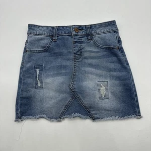 Justice Skort Jeans Girls Size 10 Blue Logo Embroidered..#29122 - Picture 1 of 10