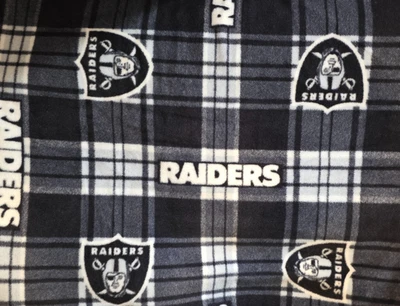 NFL Las Vegas Raiders Black Gray Plaid Craft Sewing Fabric 34.5 inches 2012 NEW - Image 1 of 3