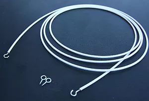 4m CURTAIN STRETCH WIRE KIT Hooks & Eyes Expanding Spring Van Caravan Boat Rope - Picture 1 of 2