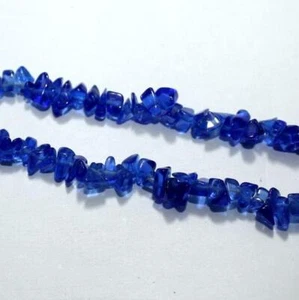 Blue Glass Chips 2 Strings, 5-8mm, Approx 260 Pcs - Picture 1 of 9