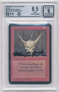 Graded Mark Rosewater Signed Orcish Oriflamme BGS Alpha 1993 MTG Magic Misprint! - Picture 1 of 2