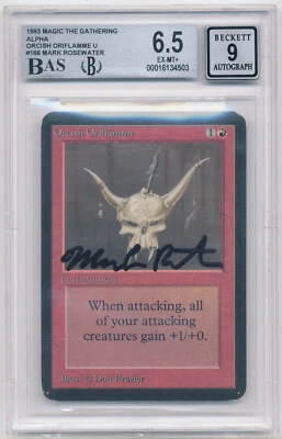 Graded Mark Rosewater Signed Orcish Oriflamme BGS Alpha 1993 MTG Magic Misprint! - Image 1 of 2