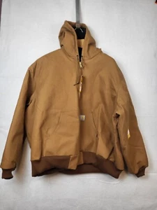4XL Carhartt Jacket Mens Loose Fit Full Zip Hooded OJO140-M BROWN J140 Canvas - Picture 1 of 7