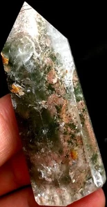 39g natürliches Phantom 'Green Ghost' Lemurisches Quarz Kristallspitze poliert s345 - Bild 1 von 8
