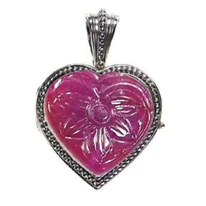 4cts Certified Natural Unheated Ruby Carving Silver Heart Shape Pendant - Picture 1 of 1