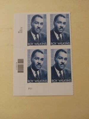 US Stamps Plate Block Scott #3501 34c Roy Wilkins [4] MNH. Free shipping! - Image 1 of 2