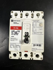 EATON Cutler Hammer 50 AMPS CIRCUIT BREAKER 600 VAC / 3 POLES / FD 35k / FD3050 - Picture 1 of 3