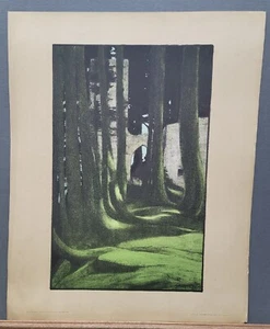 Gustav Kampmann Vintage Lithograph "Ruins In The Forest" 1900 22"×18" Wien - Picture 1 of 8